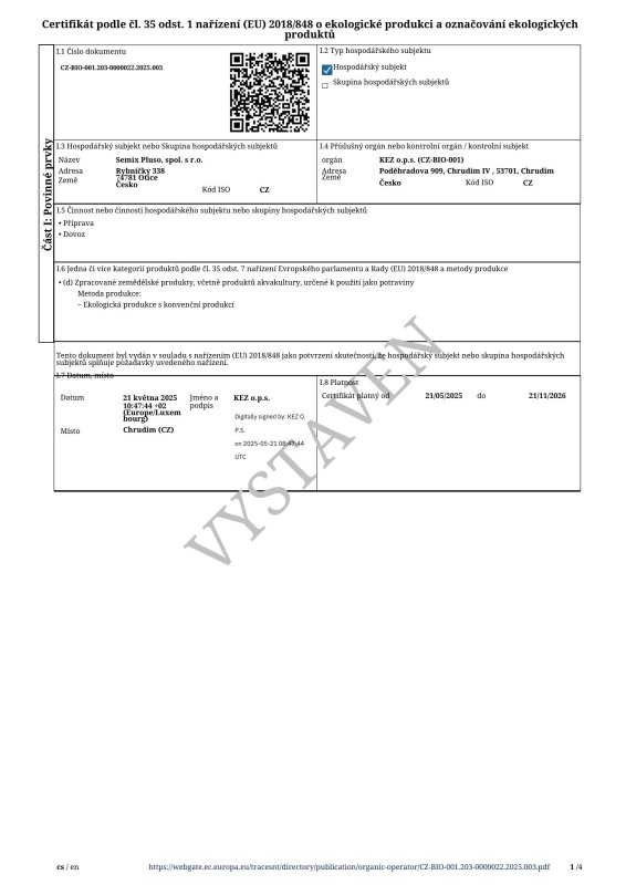 BIO certifikát
